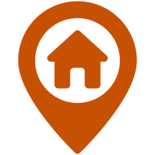 Orange home marker on black background