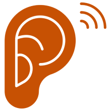 Stylized ear with sound waves
